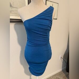 Chic One-Shoulder Blue Dress